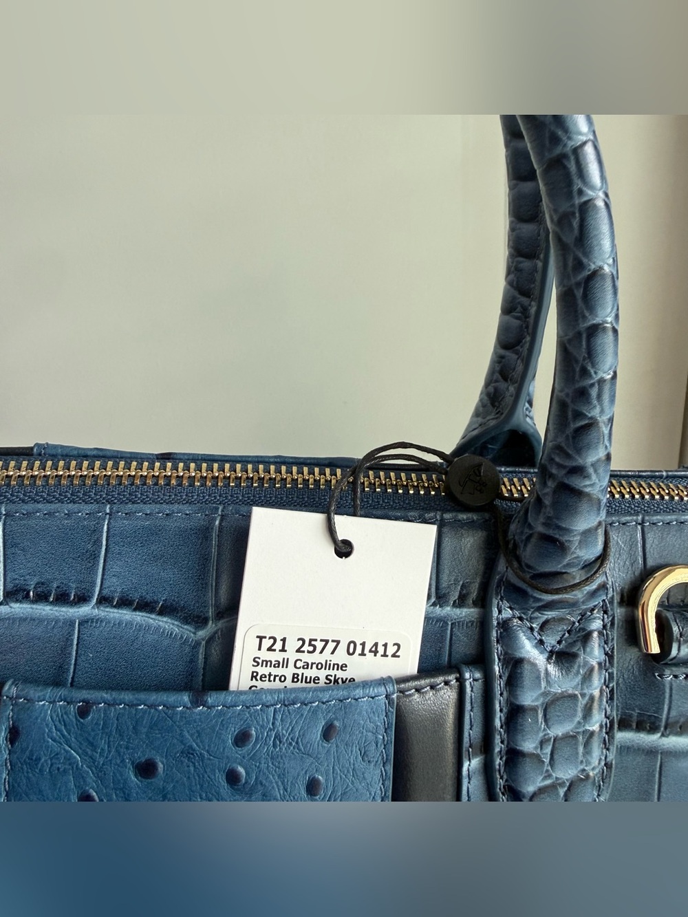 Brahmin Small Caroline Satchel Retro Blue Skye Leather - Picture 6 of 9